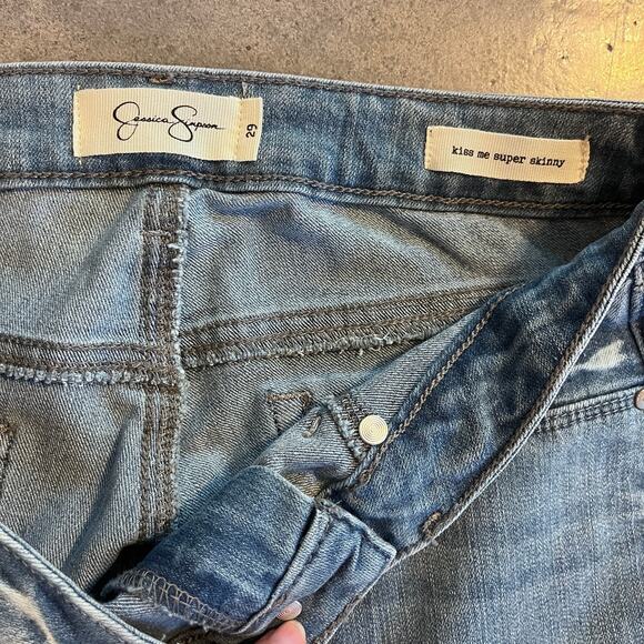 Jessica Simpson boho floral embroidered skinny ankle denim jeans womens 29 pants - Picture 4 of 6